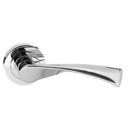 STATUS Colorado Lever Door Handle on Round Rose - Polished Chrome - Set