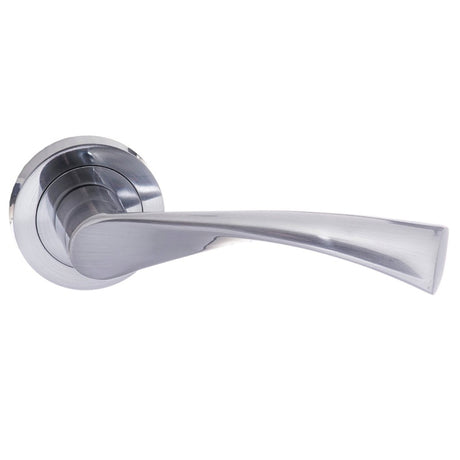 STATUS Colorado Lever Door Handle on Round Rose - Satin Chrome - Set