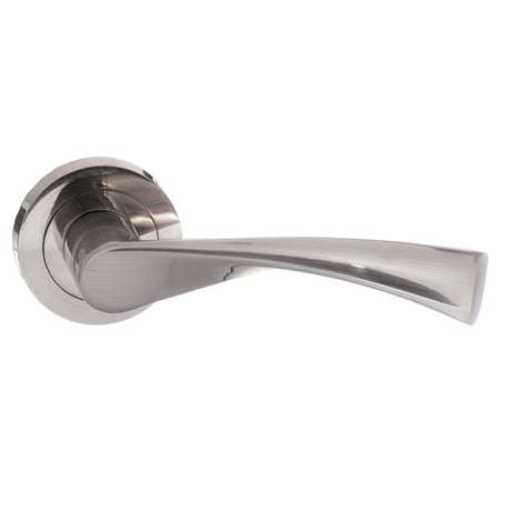 STATUS Colorado Lever Door Handle on Round Rose - Satin Nickel - Set