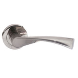 STATUS Colorado Lever Door Handle on Round Rose - Satin Nickel - Set