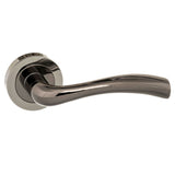 STATUS Texas Lever Door Handle on Round Rose - Black Nickel - Set