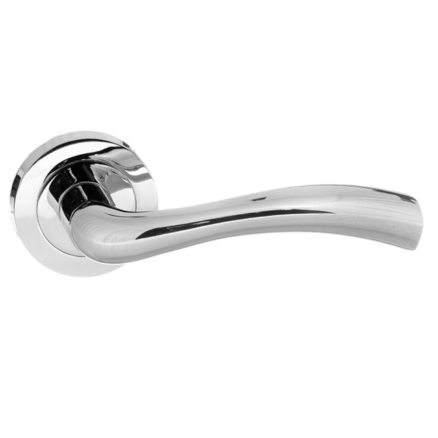 STATUS Texas Lever Door Handle on Round Rose - Polished Chrome - Set