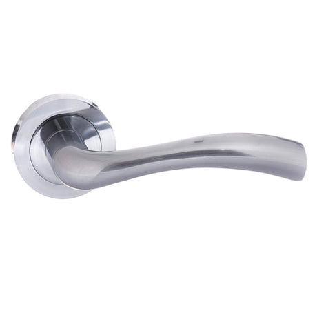 STATUS Texas Lever Door Handle on Round Rose - Satin Chrome - Set