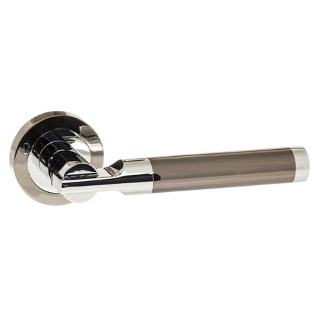 STATUS Dakota Lever Door Handle on Round Rose - Black Nickel/Polished Chrome - Set