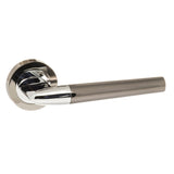 STATUS Tennessee Lever Door Handle on Round Rose - Black Nickel/Polished Chrome - Set