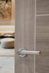 STATUS Hawaii Lever Door Handle on Round Rose - Satin Chrome/Polished Chrome - Set