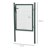 HOMCOM Green Steel Garden Gate with Lock and 3 Keys 97 x 150cm, Green
