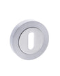 STATUS Key Escutcheons on Round Rose - Satin Chrome/Polished Chrome - Pair