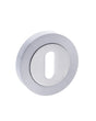 STATUS Key Escutcheons on Round Rose - Satin Chrome/Polished Chrome - Pair
