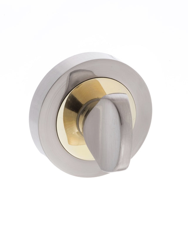 STATUS WC Turn and Release on Round Rose - Satin Nickel/Polished Brass - Each