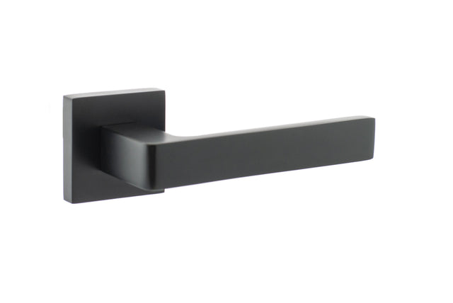 STATUS Montana Lever Door Handle on S4 Square Rose - Matt Black - Set