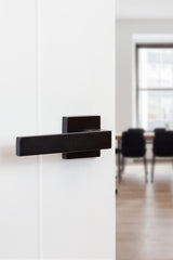 STATUS Montana Lever Door Handle on S4 Square Rose - Matt Black - Each