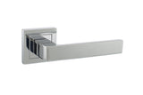 STATUS Montana Lever Door Handle on S4 Square Rose - Polished Chrome - Set