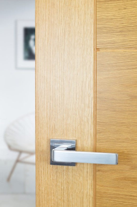 STATUS Montana Lever Door Handle on S4 Square Rose - Satin Chrome - Set