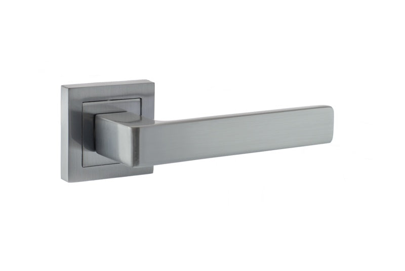 STATUS Montana Lever Door Handle on S4 Square Rose - Satin Chrome - Set