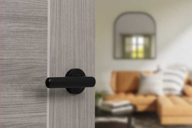 STATUS Carolina Lever Door Handle on Round Rose - Matt Black - Set