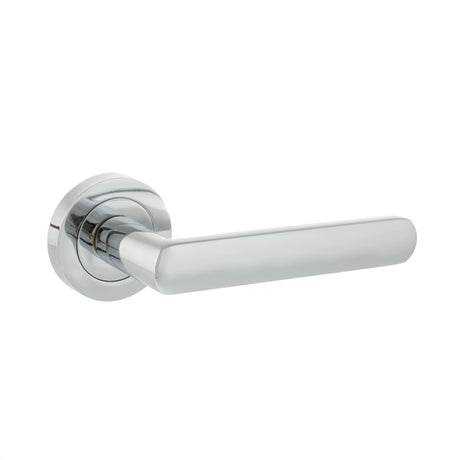 STATUS Carolina Lever Door Handle on Round Rose - Polished Chrome - Set