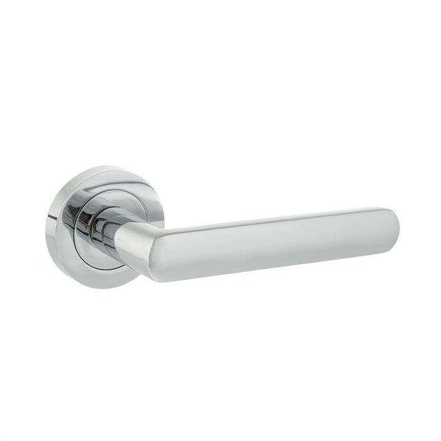 STATUS Carolina Lever Door Handle on Round Rose - Polished Chrome - Set