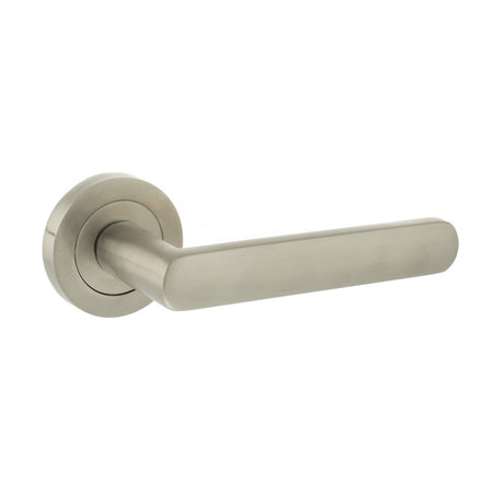 STATUS Carolina Lever Door Handle on Round Rose - Satin Nickel - Set