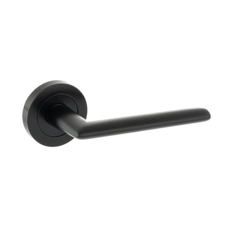 STATUS Alabama Lever Door Handle on Round Rose - Matt Black - Set