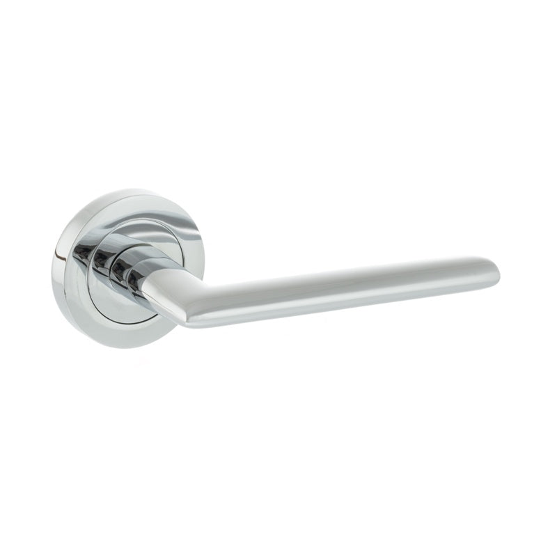 STATUS Alabama Lever Door Handle on Round Rose - Polished Chrome - Set