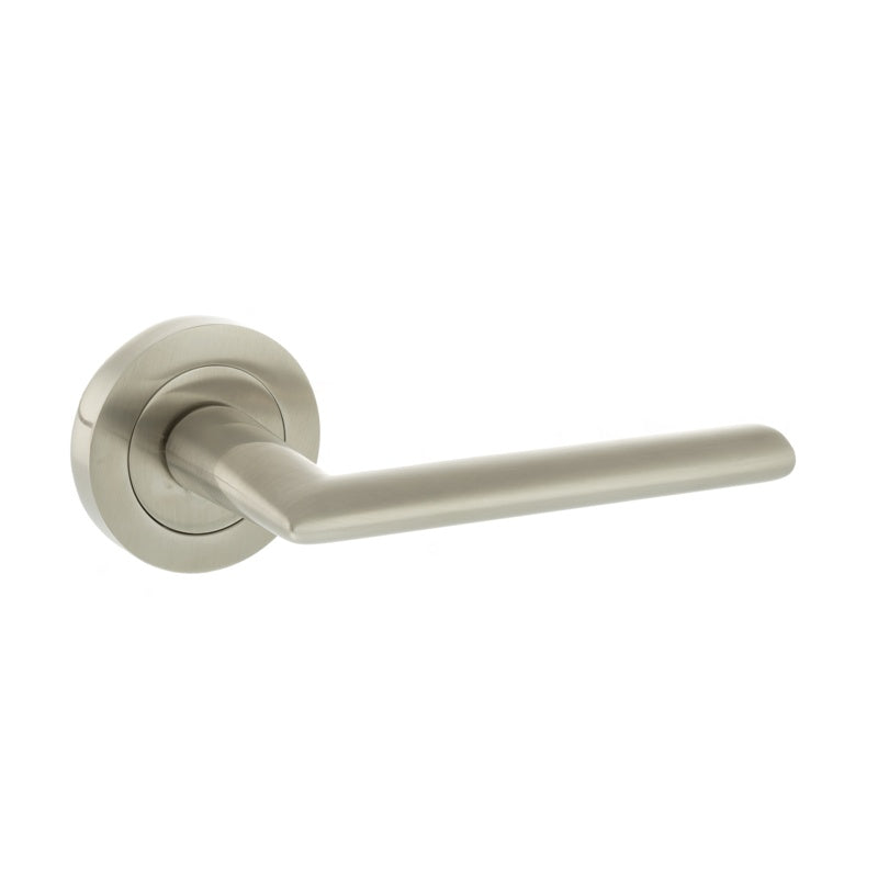 STATUS Alabama Lever Door Handle on Round Rose - Satin Nickel - Set