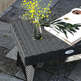 Outsunny Foldable Outdoor Side Table, Rattan Garden Coffee Table with Steel Frame, Space Saving Bistro Garden Furniture for Patio, Balcony, 60 x 41 x 41 cm, Black