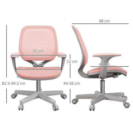 Vinsetto Office Chair, Breathable Mesh Swivel Desk Chair with Adjustable Height and  360 Swivel Security Wheels for Home Office, Study, Pink