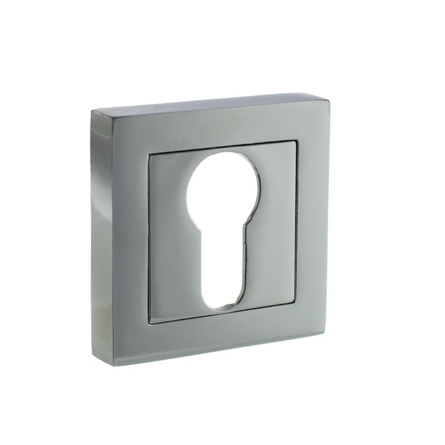 STATUS Euro Escutcheons on S4 Square Rose - Polished Chrome - Pair