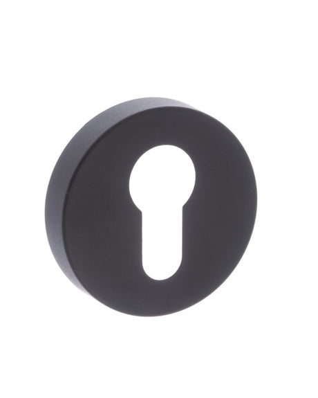 STATUS Euro Escutcheons on S4 Round Rose - Matt Black - Pair