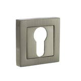 STATUS Euro Escutcheons on S4 Square Rose - Satin Nickel - Pair