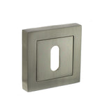 STATUS Key Escutcheons on S4 Square Rose - Satin Nickel - Pair