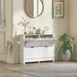 HOMCOM Slim Shoe Cabinet, Narrow Shoe Cupboard with 4 Flip Drawers, Adjustable Shelves for 16 Pairs of Shoes, White