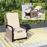Outsunny 140 Reclining Rattan Armchair - Brown/Khaki