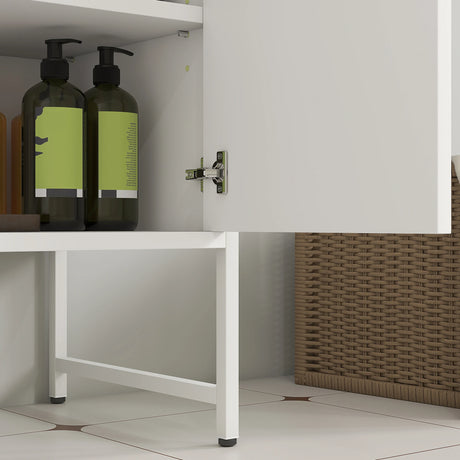 HOMCOM Bathroom Vanity Unit, Under Sink Storage Cabinet with Soft-Close Doors for Basin without or with Pedestal, White