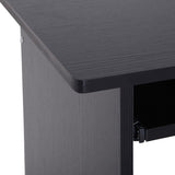 HOMCOM Compact Small Computer Table Wooden Desk Keyboard Tray Storage Shelf Modern Corner Table Home Office Black