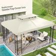 Outsunny 3x4m Gazebo Replacement Roof Canopy 2 Tier Top UV Cover Garden Patio Outdoor Sun Awning Shelters Cream (TOP COVER ONLY)