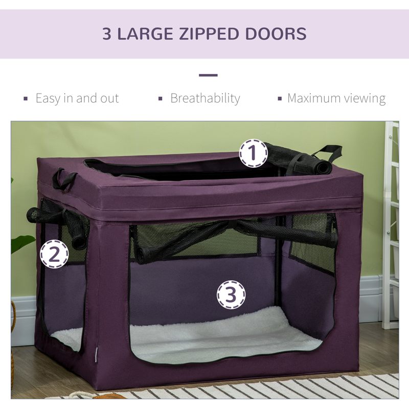 PawHut 80cm Pet Carrier, with Cushion, for Small and Medium Dogs - Purple