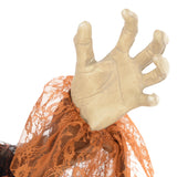 HOMCOM 183 cm Life Size Halloween Animated Standing Fat-Faced Witch with Red Light Up Eyes, Sound Activated Moving Arms & Head, Scary Witch Halloween Decorations, Battery Operated, Indoor Party Props