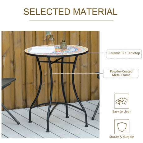 Outsunny 60cm Mosaic Outdoor Patio Table - Red