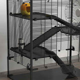 PawHut 4 Tiers Hamster Cage with Deep Tempered Glass Bottom, Hut, Running Wheel, Food Dish, Water Bottle, 78.5 x 48.5 x 80cm