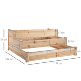 Outsunny 470L Raised Garden Bed, 3-Tier Planter Kit, Elevated Wooden Planters for Garden, Yard & Patio, 124 x 124 x 56 cm