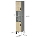 kleankin Freestanding Bathroom Storage, Tall Bathroom Cabinet with Door and Adjustable Shelves, 31.4x30x165cm