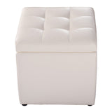 Foldable Cube Ottoman Pouffe Storage Seat-White