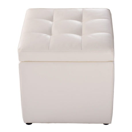 Foldable Cube Ottoman Pouffe Storage Seat-White