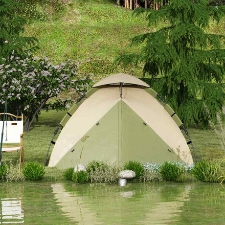 Outsunny Two-Man One Room Camping Tent, with Accessories - Dark Green