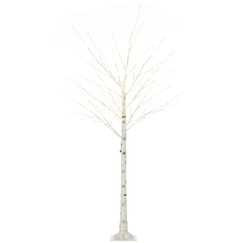 HOMCOM 6ft Artificial White Birch Tree Light with Warm White Pre-Lit LED Light for Indoor and Covered Outdoor Use