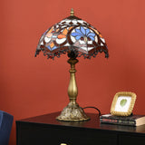 HOMCOM Stained Glass Table Lamp, Handcrafted Artisan Collectible, Suitable for Living Room and Bedside, Multi-Coloured, 25 x 45Hcm, Zinc Alloy.