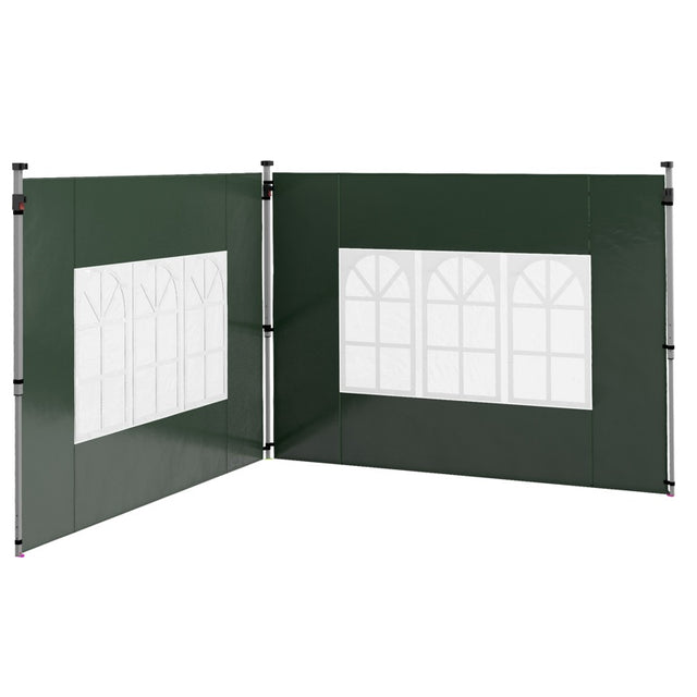 Outsunny Gazebo Side Panels, Sides Replacement with Window for 3x3(m) or 3x4m Pop Up Gazebo, 2 Pack, Green