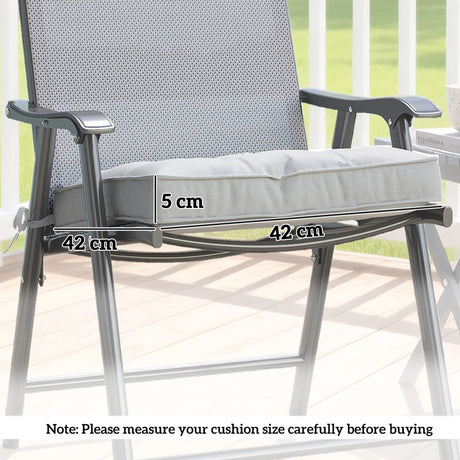 Outsunny Set of 4 Garden Seat Cushion with Ties, 42 x 42cm Replacement Dining Chair Seat Pad, Light Grey